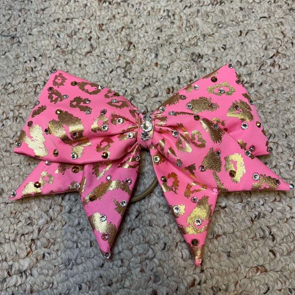 Pink/Gold Cheetah Print Cheer Bow
